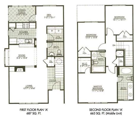 2 Story Townhouse Floor Plans With Garage Shiplov