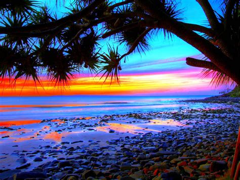 Tropical Landscape Colorful Beach Sunset Desktop