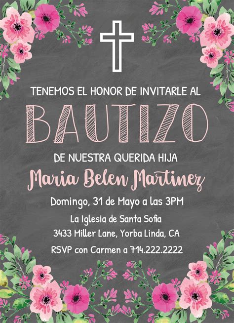 Bautizo Niña Bautizo Invitacion Printable Invitation Baptism
