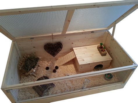 Large Wooden Guinea Pig Cage With Roof 120 X 60cm