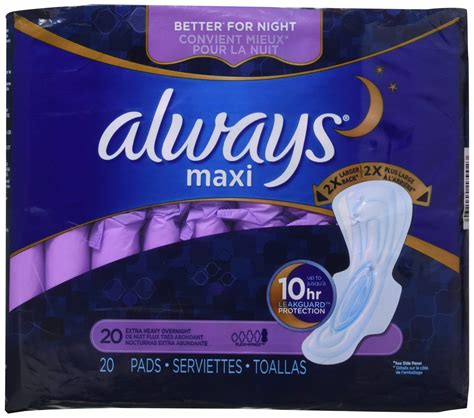 Always Extra Heavy Overnight Maxi Pads With Flexi Wings 20 Count