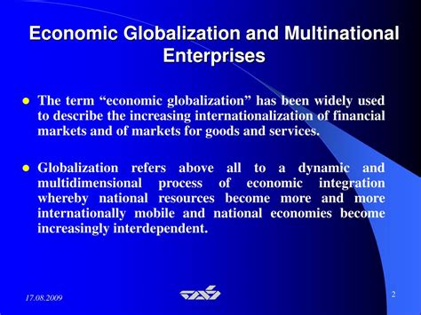 Globalization has a huge impact. PPT - Economic Globalization and Multinational Enterprises ...
