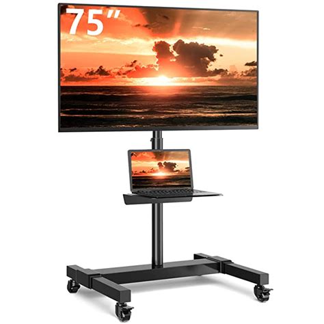 Buy Large Rolling Tv Stand Mobile Portable Cart Stand For 32 75 Inch