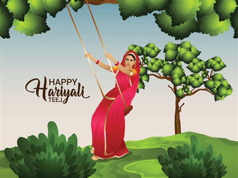 Happy Hariyali Teej Indian Festival With Vector Illustration 8670597