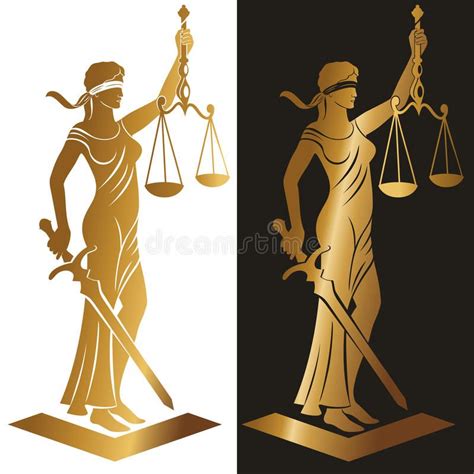 Lady Justice Gold Lady Justice Themis Vector Illustration Silhouette