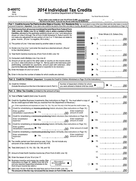 Nc D 400 Shcedule Form And Instruction Printable Printable Forms Free