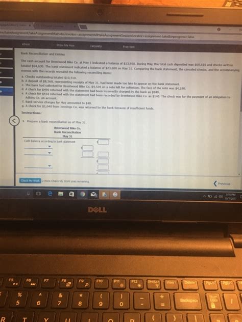 Bank reconciliation statement notes, importance, format, rules, meaning and important bank reconciliation statement is a financial statement prepared to reconcile the differences in the balance of according to the chapter, it helps in keeping track of cheque sent to the bank for collection and. (Get Answer) - How Me Hw Bank Reconciliation and Entries ...