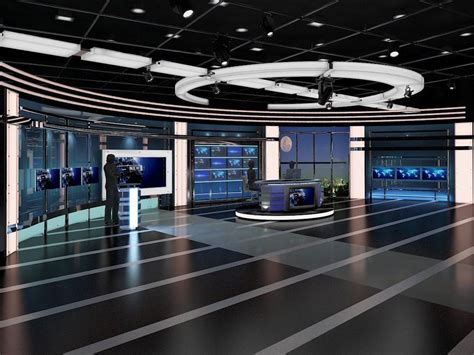 Tv Virtual Stage News Room Studio 027 3d Model Flatpyramid