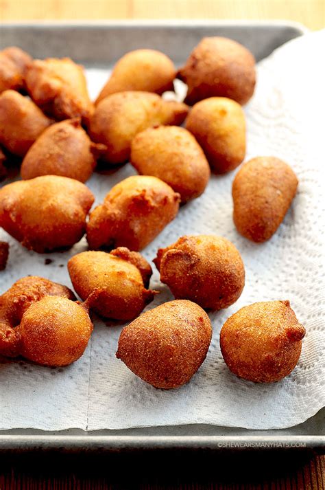 This isn't your typical hush puppies recipe. Beer Batter Hush Puppies Recipe | She Wears Many Hats