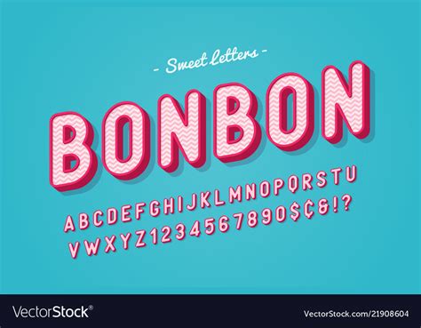 Sweet Candy Font Design Alphabet Typeface Vector Image