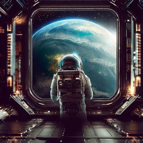 Premium Ai Image An Astronaut Looking Out Of A Window In A Spaceship