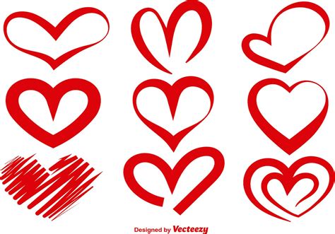 Siluetas De Corazón De Vector Rojo Descargue Gráficos Y Vectores Gratis