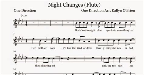 Flute Sheet Music Night Changes Sheet Music