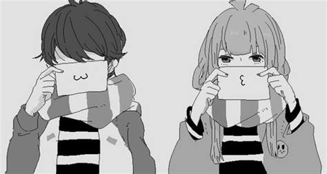 @mvrxder (i moved accounts) tags: Monochrome kawaii couple - Anime Love Wallpaper (1438x768 ...