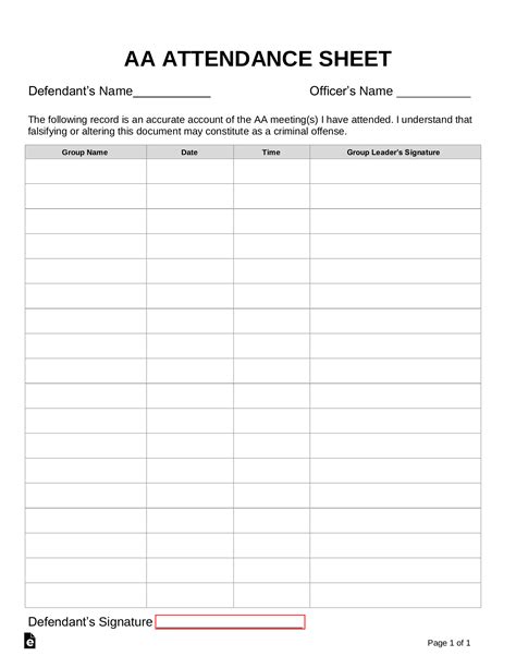 Aa Meeting Attendance Sheet Template Printable Form Templates And Letter