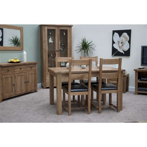 Dining chairs don't just have to look good, but should feel good, too. Rustic Solid Oak Extending Dining Table and Four Chairs Set