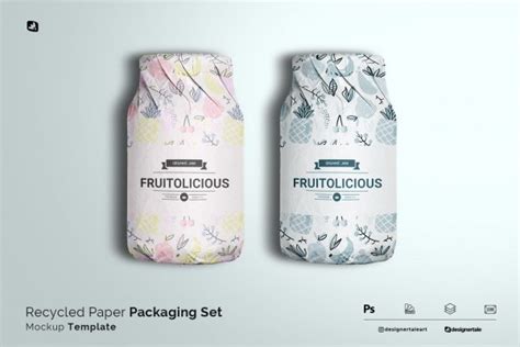 Recycled Paper Packaging Set Mockup Design Cuts