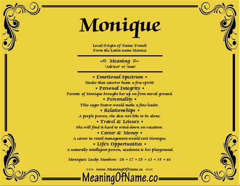Monique Meaning Of Name