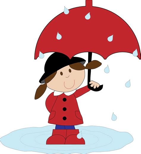 Clipart Cartoon Girl In The Rain