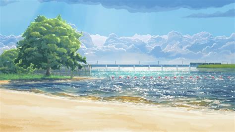 X Arsenixc Moon Beach Sea Clouds Trees Everlasting Summer Visual Novel Wallpaper