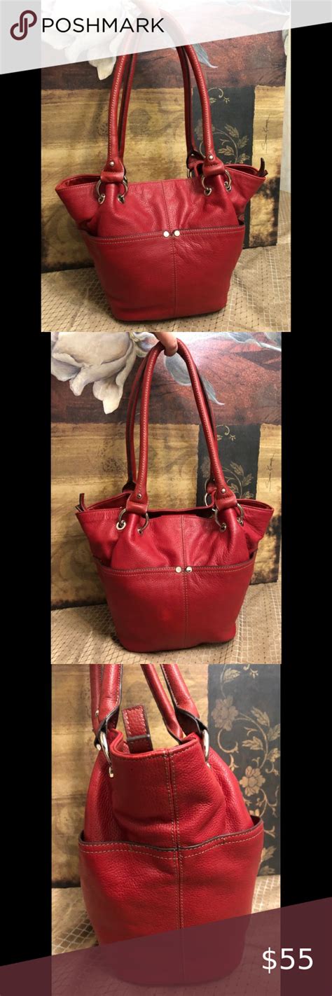 Tignanello Red Leather Shoulder Bag Leather Shoulder Bag Shoulder
