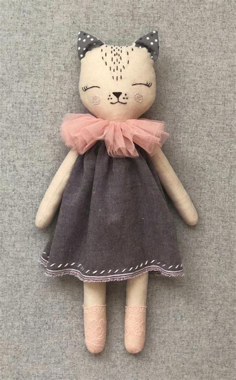 Linen Kitty Textile Doll Kitten Doll Christmas T Etsy Handmadetoys Textile Doll Dolls