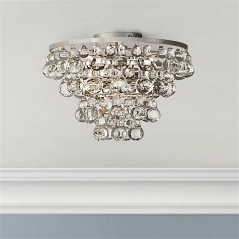 Find ceiling fan light kits at wayfair. Bling Collection Polished Nickel Flushmount Ceiling Light ...