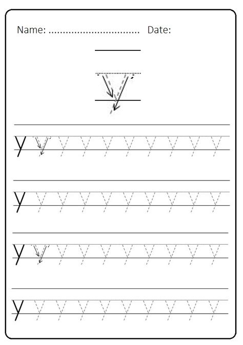 lowercase letter y learning worksheet for kindergarten ...