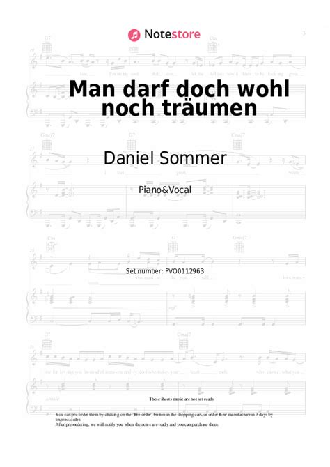Daniel Sommer Man Darf Doch Wohl Noch Träumen Sheet Music For Piano