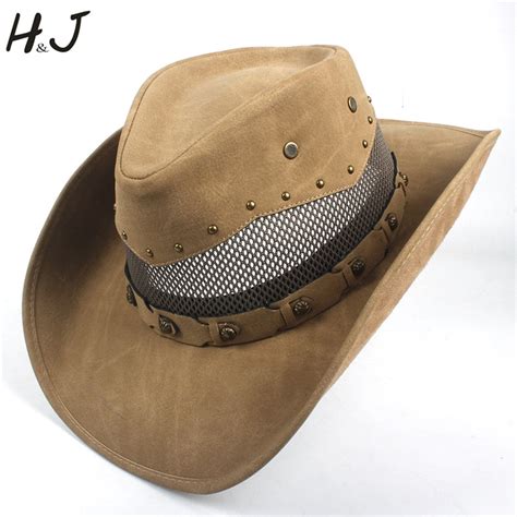 Fashion Men Western Cowboy Hat For Dad Gentleman 100 Leather Sombrero