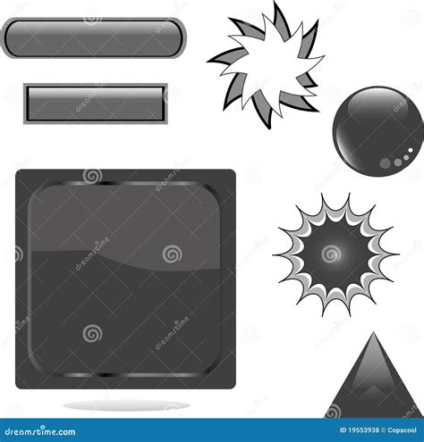 Black Shiny Set Web Button Stock Vector Illustration Of Gradient