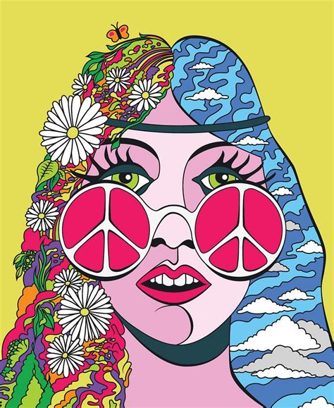 Flower Power Trip Peace Art Hippie Trippy Hippie Art