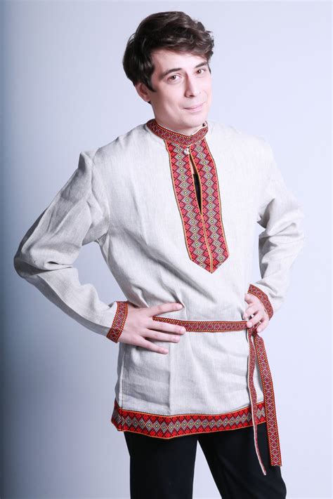 Russian Traditional Slavic Linen Shirt Kosovorotka Elisey Folk