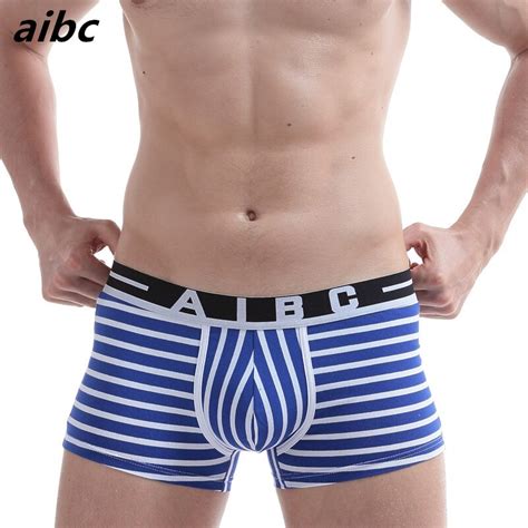 Brand Sexy Striped Underwear Men Boxers Casual Boxer Shorts Sleepwear Underpants Cotton