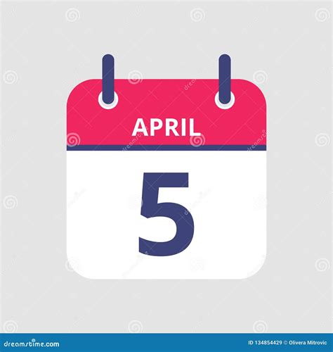 Calendar 5th Of April Stock Vector Illustration Of Organize 134854429