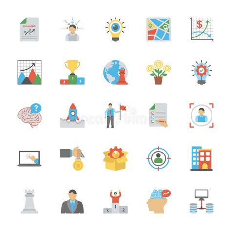 Entrepreneurship Flat Icons Set Stock Illustration Illustration Of