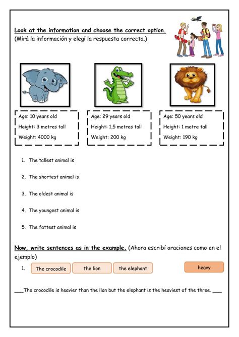 We use comparative adjectives to describe and compare two nouns or pronouns. Comparatives and Superlatives - EXTRA 4th - Interactive ...