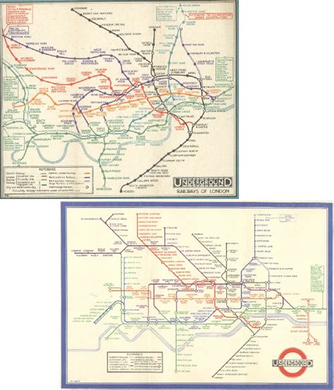 The London Underground Map 1928 And The 1933 Map By Harry Beck