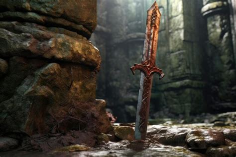 Premium Ai Image A Detailed Closeup Of A Rusted Sword Stuck In An Old