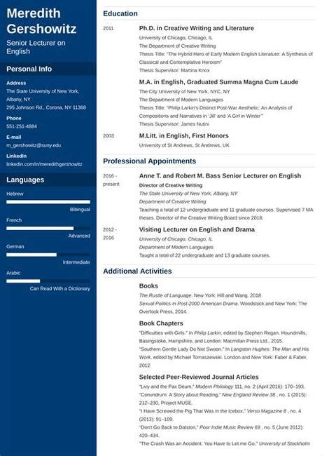 Cv English For Master Student Cv Template And Examples School