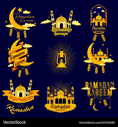 Ramadhan Islamic Badge Logo Set Collection Vector Image