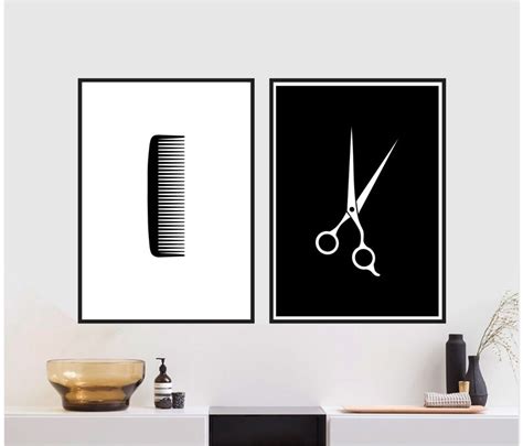 Hair Salon Barber Shop Printable Wall Art Set Of 2 Black And Etsy