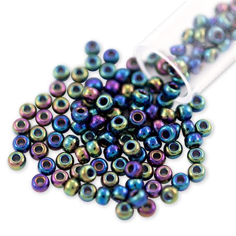 Discount Seed Beads - Miyuki Round Rocaille Seed Bead 8/0 Opaque Black AB