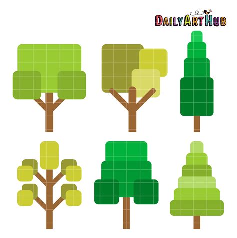 Simple Cute Trees Clip Art Set Daily Art Hub Free Clip