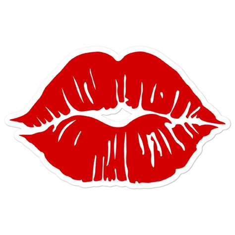 kiss red lip print bubble free sticker etsy