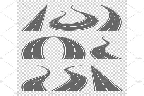 Winding Curved Road Or Highway With Markings Direction Transportation