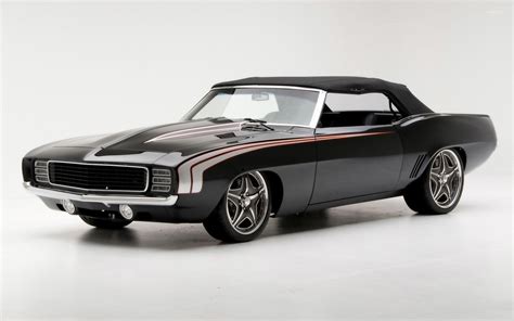 Front Side View Of A Black Muscle Car Wallpaper Car Wallpapers 52210