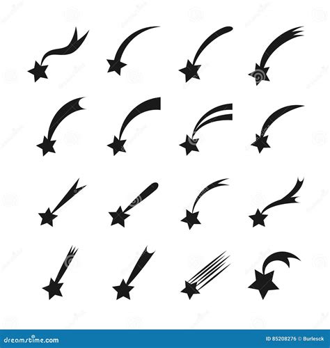 Shooting Stars Icons Vector Falling Star Silhouettes Or Comets