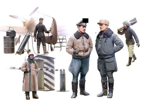 Wwii German Luftwaffe Pilots And Ground Personnel In Winter Uniform Icm