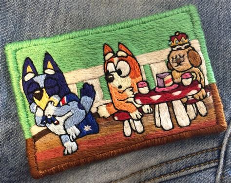 Bluey Inspired Hand Embroidered Motifs Patches Bluey And Bingo Etsy